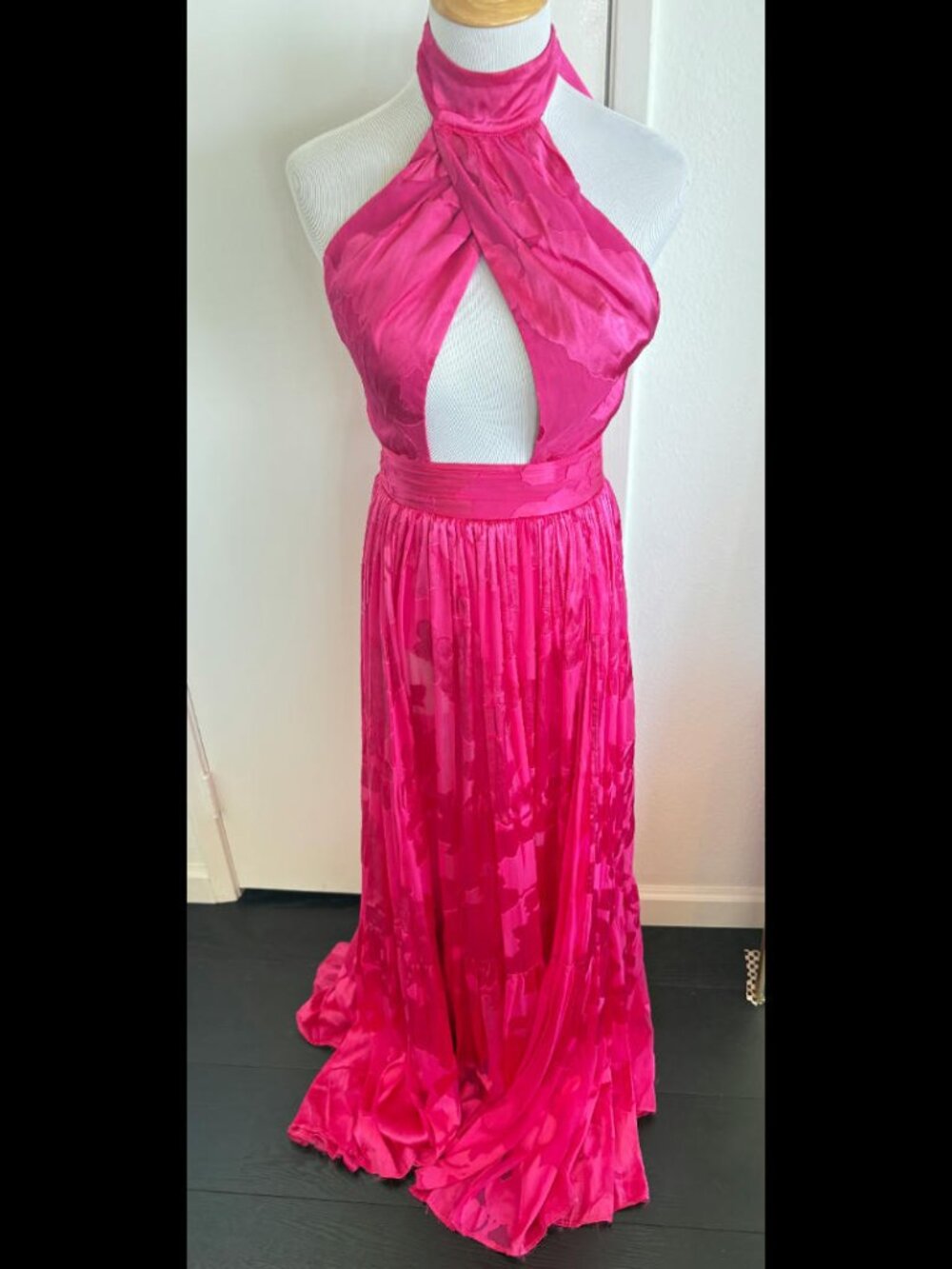 Michael Costello x REVOLVE Fuchsia Halter Cutout Maxi Dress XS